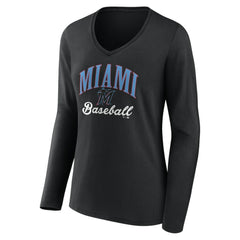 Miami Marlins Women's Victory Script Long Sleeve V-Neck T-Shirt | MLB Near me