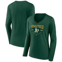Athletics Women's Live For It Long Sleeve Long Sleeve V-Neck T-Shirt | MLB On Sale