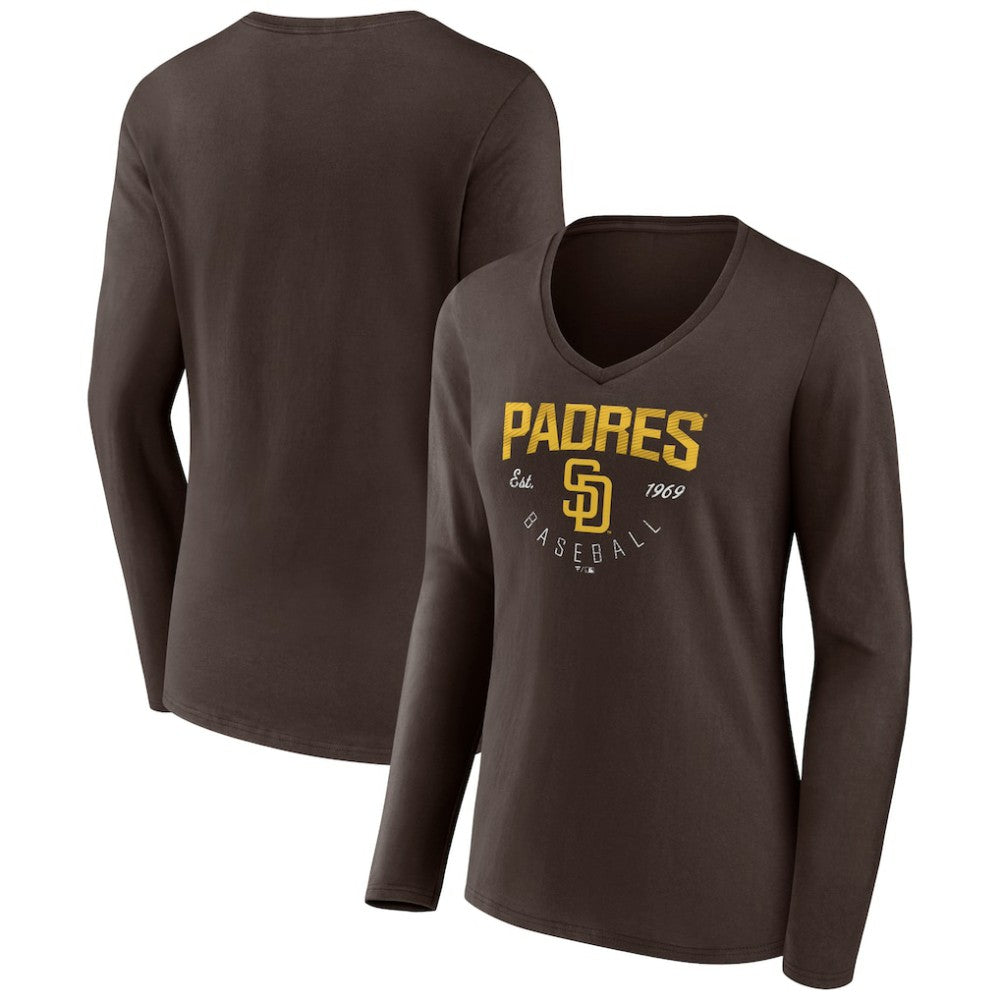 San Diego Padres Women's Live For It Long Sleeve Long Sleeve V-Neck T-Shirt | MLB Discount