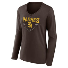 San Diego Padres Women's Live For It Long Sleeve Long Sleeve V-Neck T-Shirt | MLB Discount