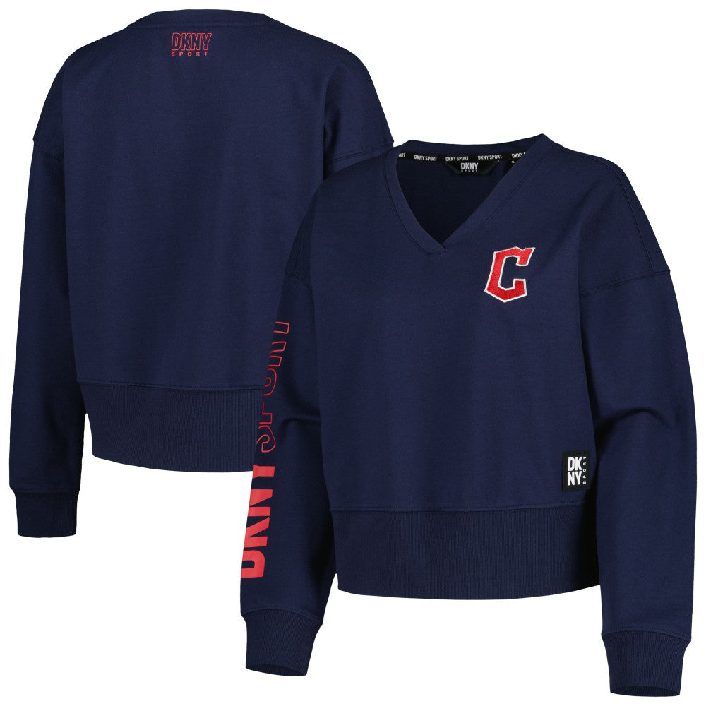 Cleveland Guardians DKNY Sport Women's Lily V-Neck Pullover Sweatshirt | MLB Shop