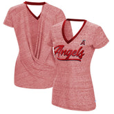 Los Angeles Angels Touch Women's Halftime Back Wrap Top V-Neck T-Shirt | MLB On Sale