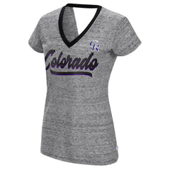 Colorado Rockies Touch Women's Halftime Back Wrap Top V-Neck T-Shirt | MLB Discount