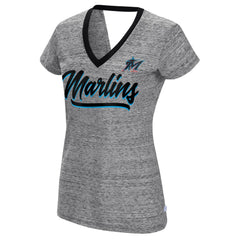 Miami Marlins Touch Women's Halftime Back Wrap Top V-Neck T-Shirt | MLB For sale