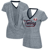 Minnesota Twins Touch Women's Halftime Back Wrap Top V-Neck T-Shirt | MLB Shop