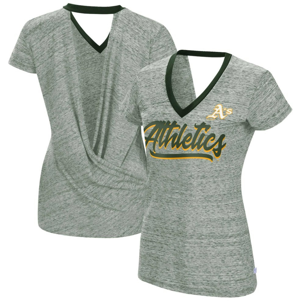 Athletics Touch Women's Halftime Back Wrap Top V-Neck T-Shirt | MLB Shop