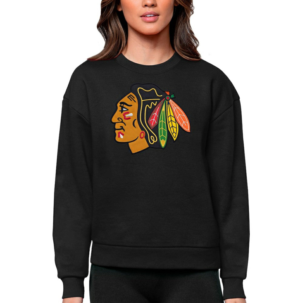 Chicago Blackhawks Antigua Women's Team Logo Victory Crewneck Pullover Sweatshirt Online
