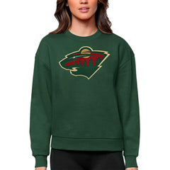 Minnesota Wild Antigua Women's Team Logo Victory Crewneck Pullover Sweatshirt Discount