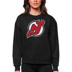 New Jersey Devils Antigua Women's Team Logo Victory Crewneck Pullover Sweatshirt Outlet