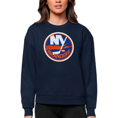 New York Islanders Antigua Women's Team Logo Victory Crewneck Pullover Sweatshirt Outlet
