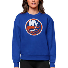 New York Islanders Antigua Women's Team Logo Victory Crewneck Pullover Sweatshirt Online