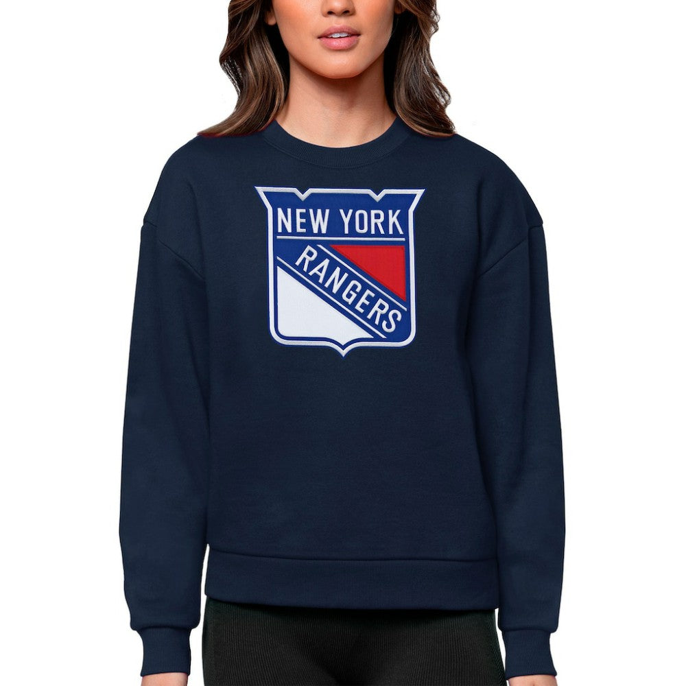 New York Rangers Antigua Women's Team Logo Victory Crewneck Pullover Sweatshirt For Sale