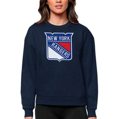 New York Rangers Antigua Women's Team Logo Victory Crewneck Pullover Sweatshirt For Sale