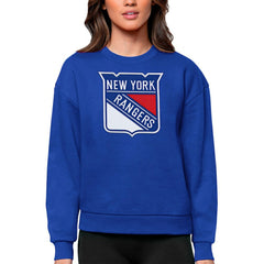 New York Rangers Antigua Women's Team Logo Victory Crewneck Pullover Sweatshirt Discount