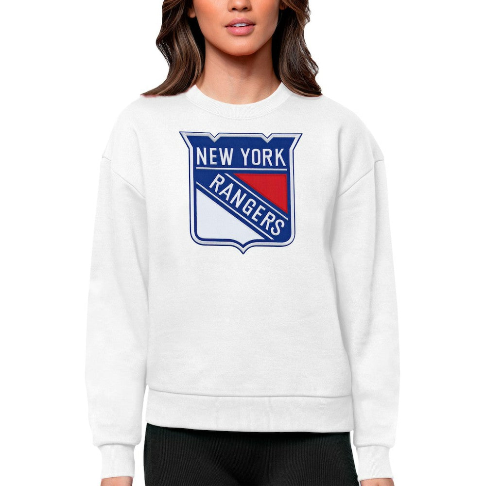 New York Rangers Antigua Women's Team Logo Victory Crewneck Pullover Sweatshirt Online