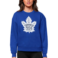 Toronto Maple Leafs Antigua Women's Team Logo Victory Crewneck Pullover Sweatshirt On Sale