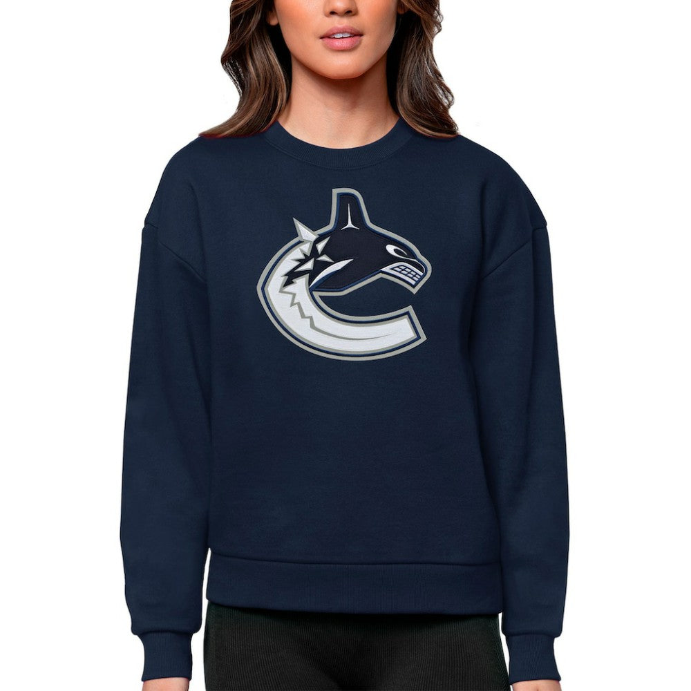 Vancouver Canucks Antigua Women's Team Logo Victory Crewneck Pullover Sweatshirt Online