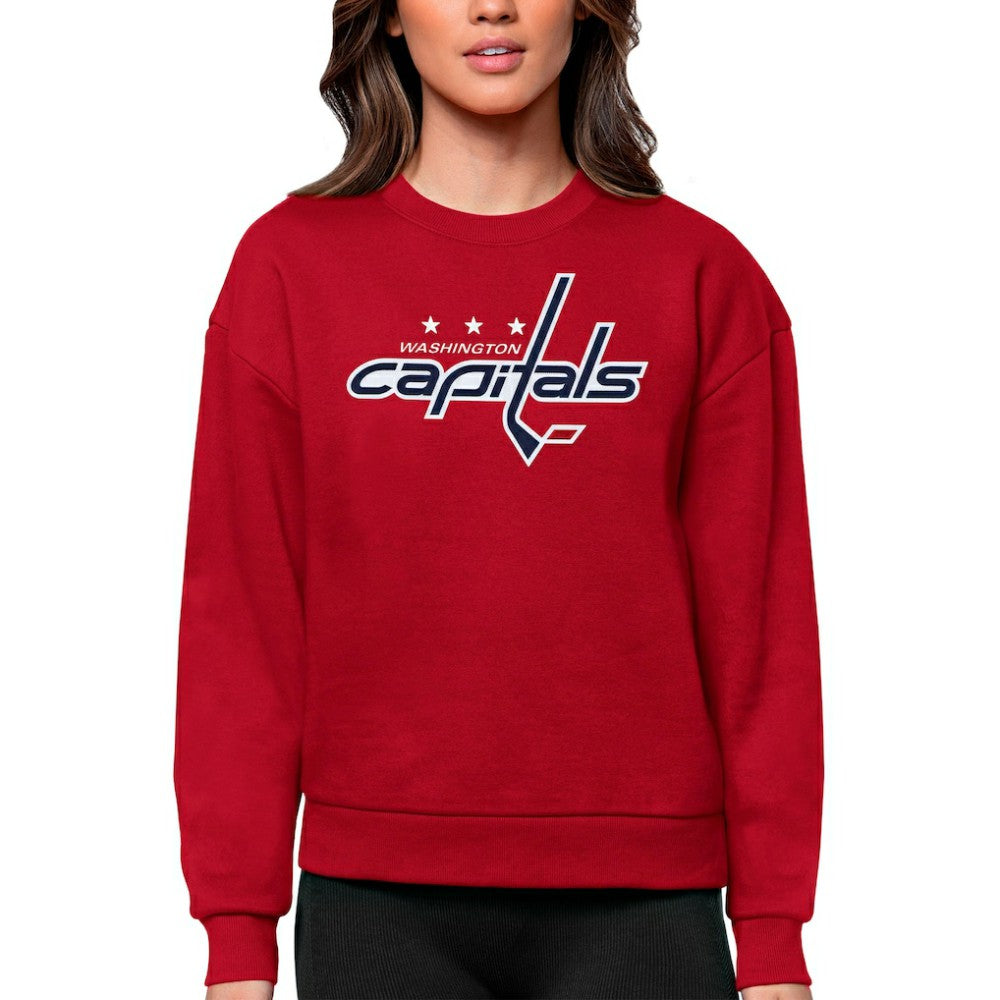 Washington Capitals Antigua Women's Team Logo Victory Crewneck Pullover Sweatshirt For Sale