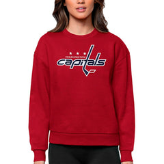 Washington Capitals Antigua Women's Team Logo Victory Crewneck Pullover Sweatshirt For Sale