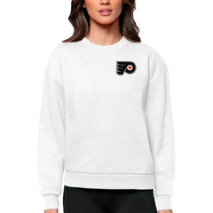 Philadelphia Flyers Antigua Women's Victory Crewneck Pullover Sweatshirt On Sale