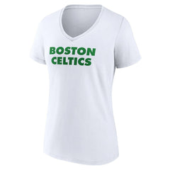 Boston Celtics Women's Wordmark V-Neck T-Shirt New