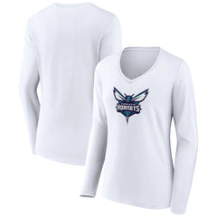 Charlotte Hornets Women's Logo Long Sleeve V-Neck T-Shirt On Sale