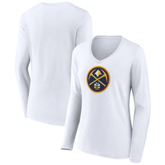 Denver Nuggets Women's Logo Long Sleeve V-Neck T-Shirt sale Online