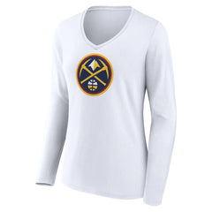 Denver Nuggets Women's Logo Long Sleeve V-Neck T-Shirt sale Online