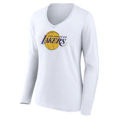 Los Angeles Lakers Women's Logo Long Sleeve V-Neck T-Shirt For Sale