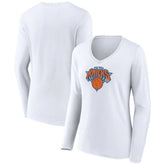 New York Knicks Women's Logo Long Sleeve V-Neck T-Shirt On Sale