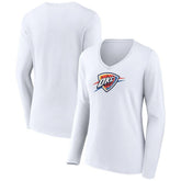 Oklahoma City Thunder Women's Logo Long Sleeve V-Neck T-Shirt New