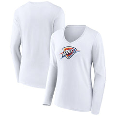 Oklahoma City Thunder Women's Logo Long Sleeve V-Neck T-Shirt New