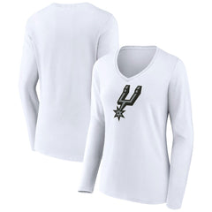 San Antonio Spurs Women's Logo Long Sleeve V-Neck T-Shirt New