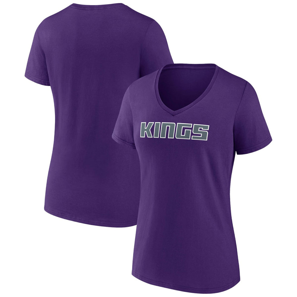 Sacramento Kings Women's Wordmark V-Neck T-Shirt New