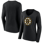 Boston Bruins Women's Team Logo Long Sleeve V-Neck T-Shirt Discount