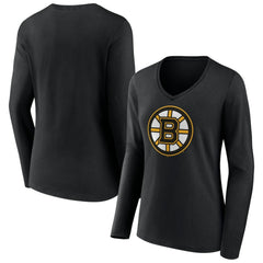 Boston Bruins Women's Team Logo Long Sleeve V-Neck T-Shirt Discount