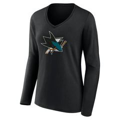 San Jose Sharks Women's Team Logo Long Sleeve V-Neck T-Shirt Online
