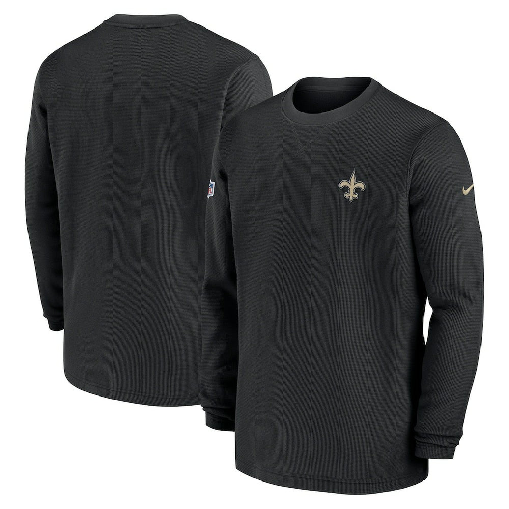 New Orleans Saints Nike 2023 Sideline Throwback Heavy Brushed Waffle Long Sleeve Top