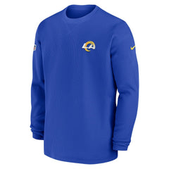 Los Angeles Rams Nike 2023 Sideline Throwback Heavy Brushed Waffle Long Sleeve Top