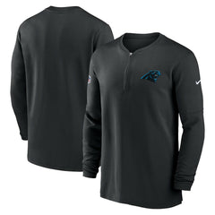 Carolina Panthers Nike 2023 Sideline Performance Long Sleeve Tri-Blend Quarter-Zip Top