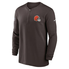 Cleveland Browns Nike 2023 Sideline Performance Long Sleeve Tri-Blend Quarter-Zip Top