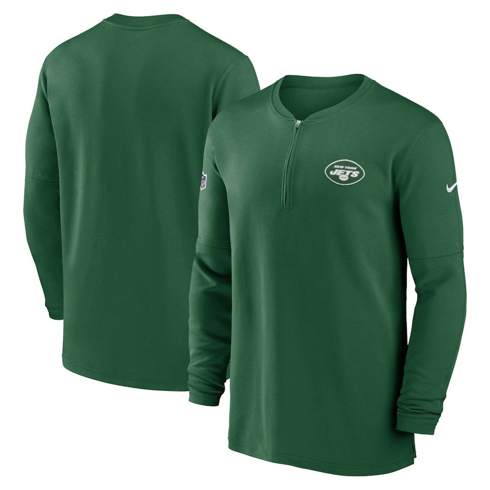 New York Jets Nike 2023 Sideline Performance Long Sleeve Tri-Blend Quarter-Zip Top