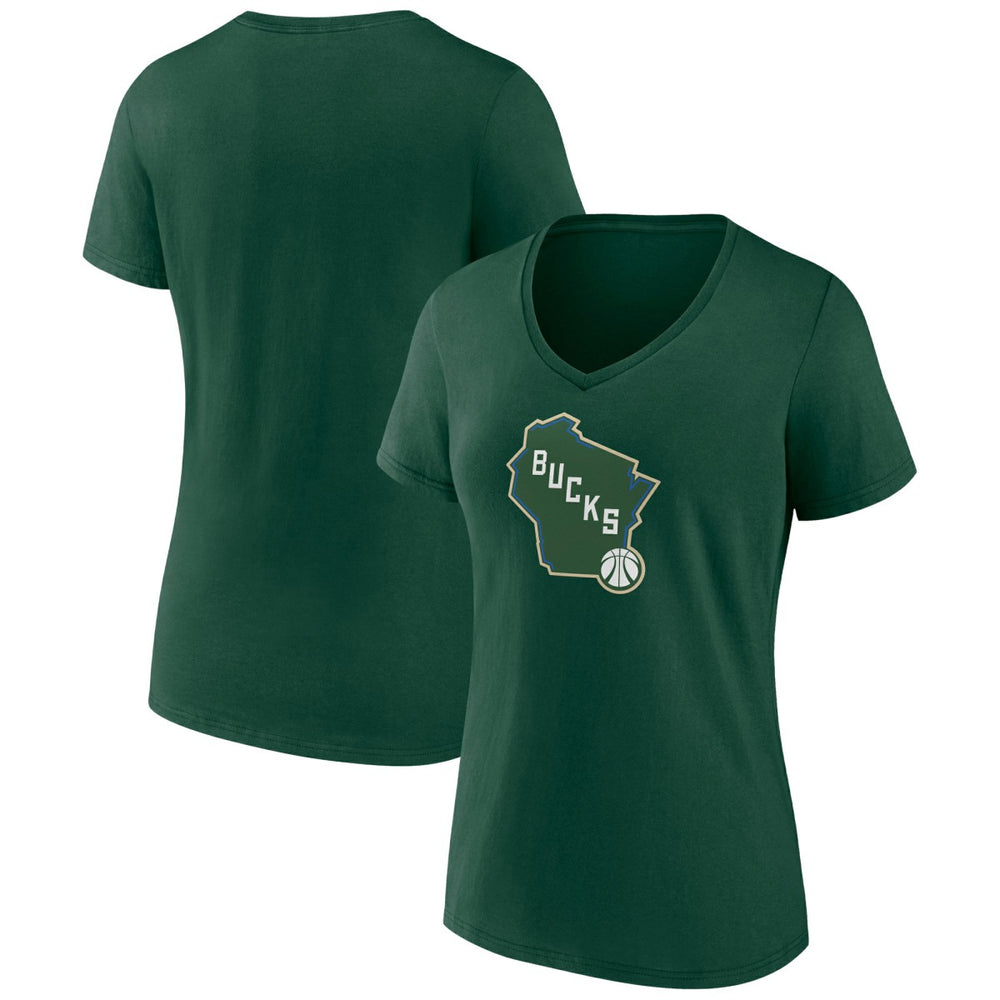 Milwaukee Bucks Women's Alternate Logo V-Neck T-Shirt Outlet
