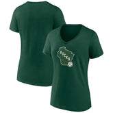 Milwaukee Bucks Women's Alternate Logo V-Neck T-Shirt Outlet