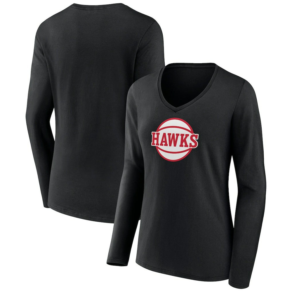 Atlanta Hawks Women's Alternate Logo V-Neck Long Sleeve T-Shirt On Sale