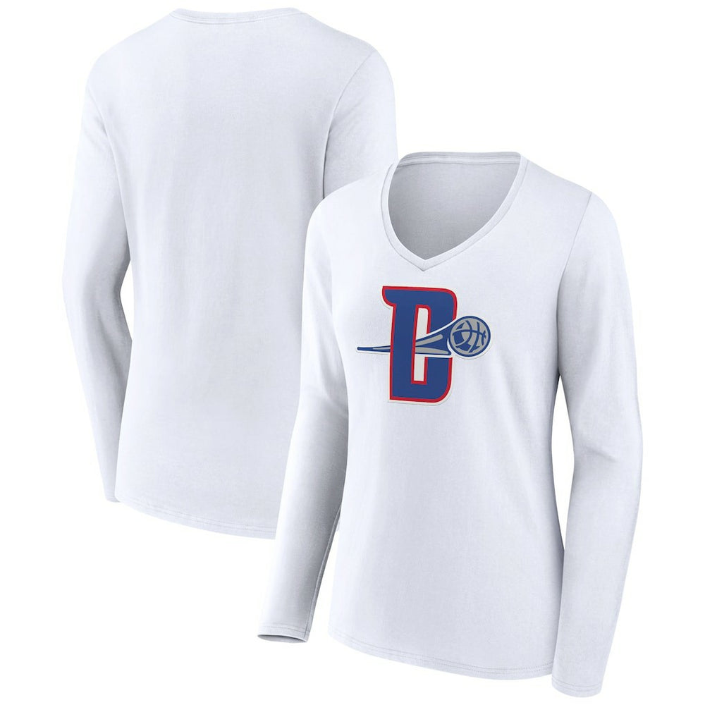Detroit Pistons Women's Alternate Logo V-Neck Long Sleeve T-Shirt sale Outlet