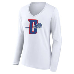 Detroit Pistons Women's Alternate Logo V-Neck Long Sleeve T-Shirt sale Outlet