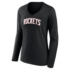 Houston Rockets Women's Alternate Logo V-Neck Long Sleeve T-Shirt For Sale