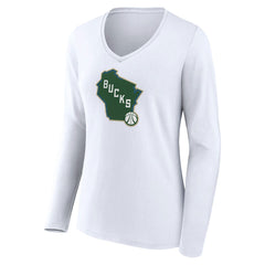 Milwaukee Bucks Women's Alternate Logo V-Neck Long Sleeve T-Shirt Online