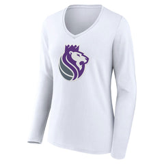 Sacramento Kings Women's Alternate Logo V-Neck Long Sleeve T-Shirt New